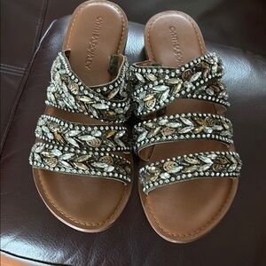 Cynthia Rowley Brown Beaded Flat Sandals